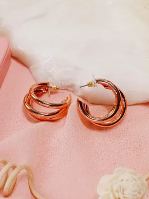 Triple Hoop Earrings Rose Gold