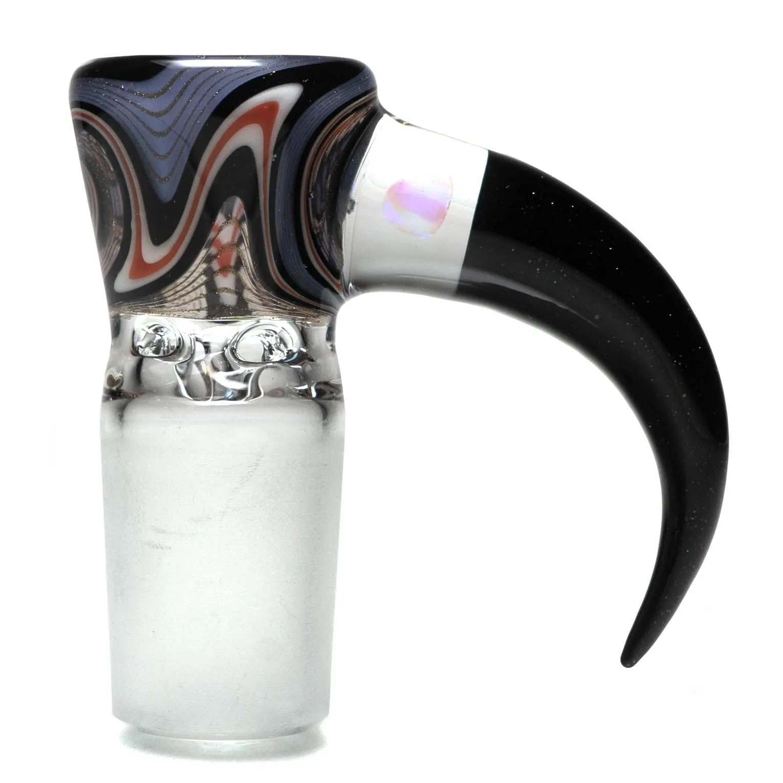 Unity Glassworks - 4 Hole Worked Opal Horn Slide - 18mm - Shadow & Galaxy