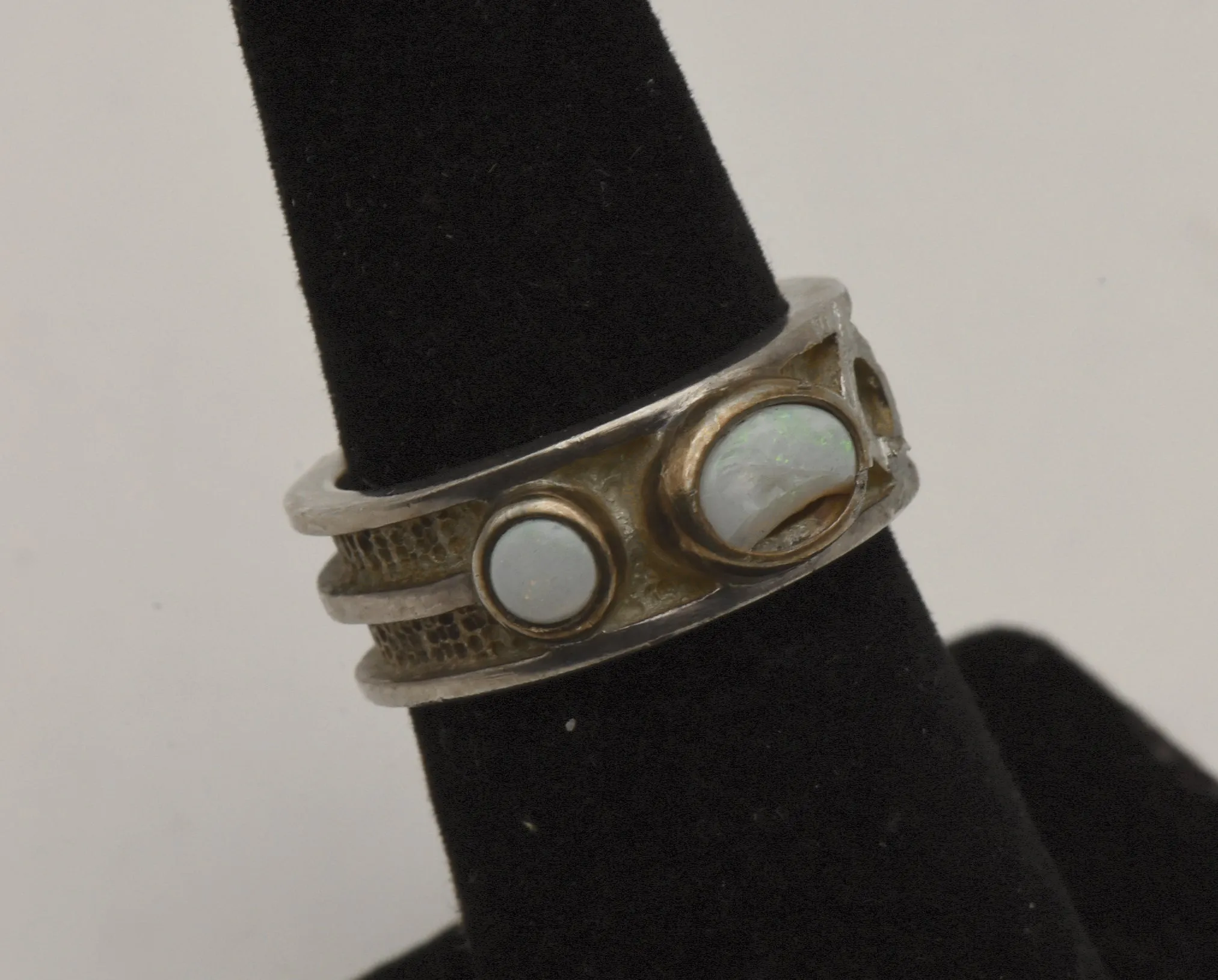 Vintage Handmade White Opal Sterling Silver Ring - Size 6 - DAMAGED