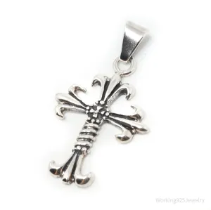 Vintage Large Cross Sterling Silver Necklace Pendant