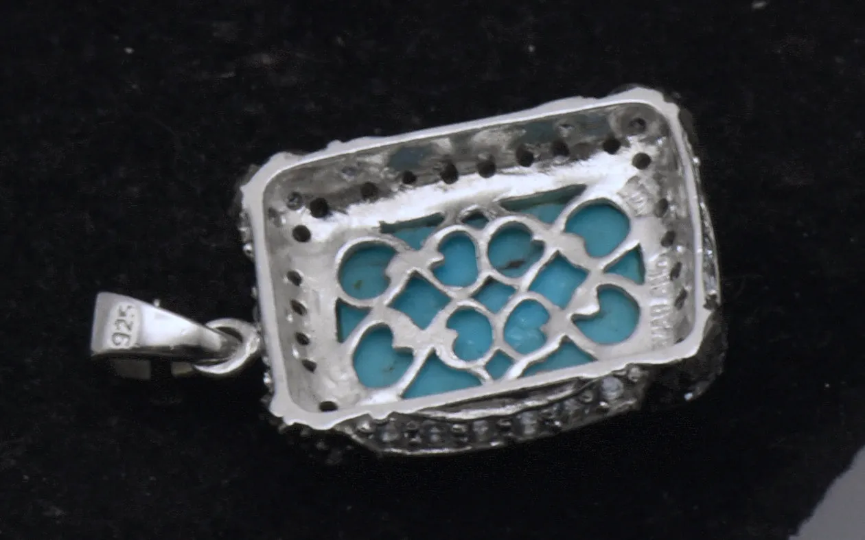 Vintage Sterling Silver Turquoise and Topaz Pendant