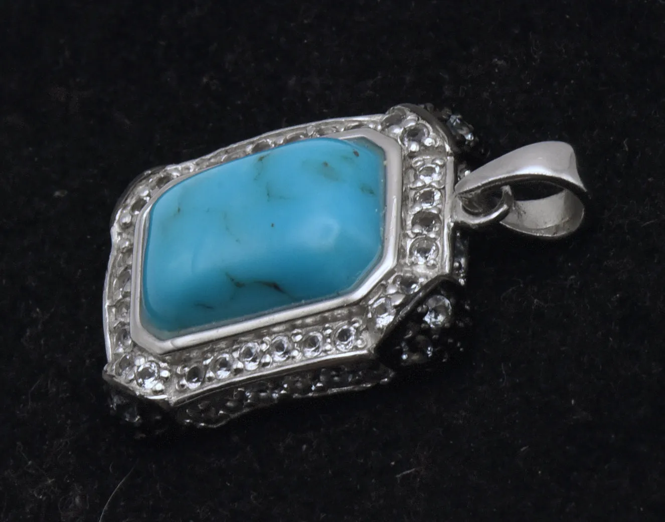 Vintage Sterling Silver Turquoise and Topaz Pendant