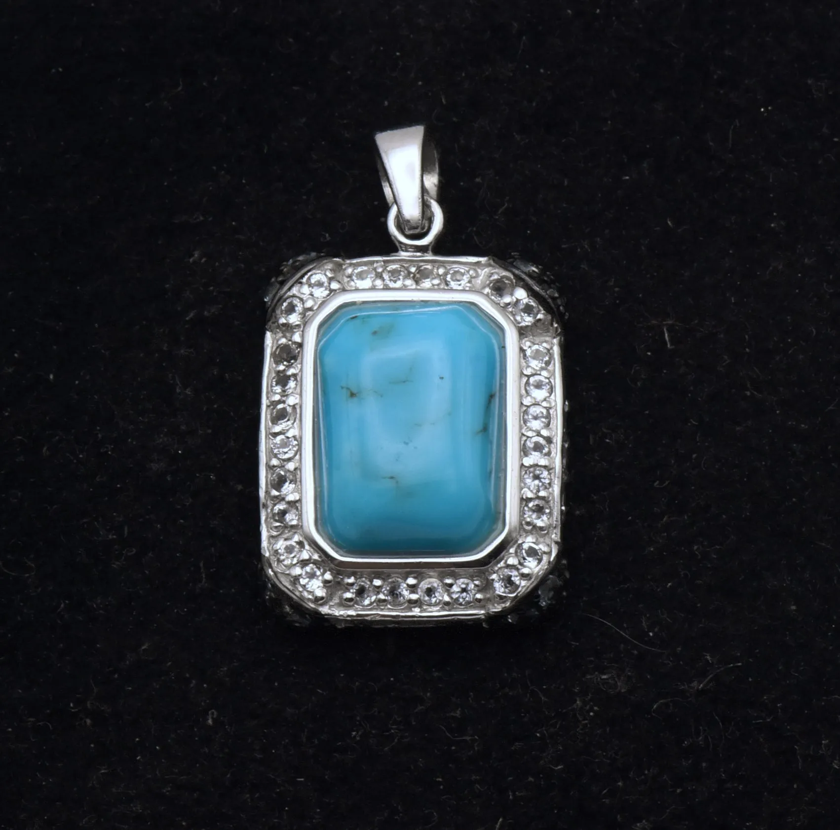 Vintage Sterling Silver Turquoise and Topaz Pendant