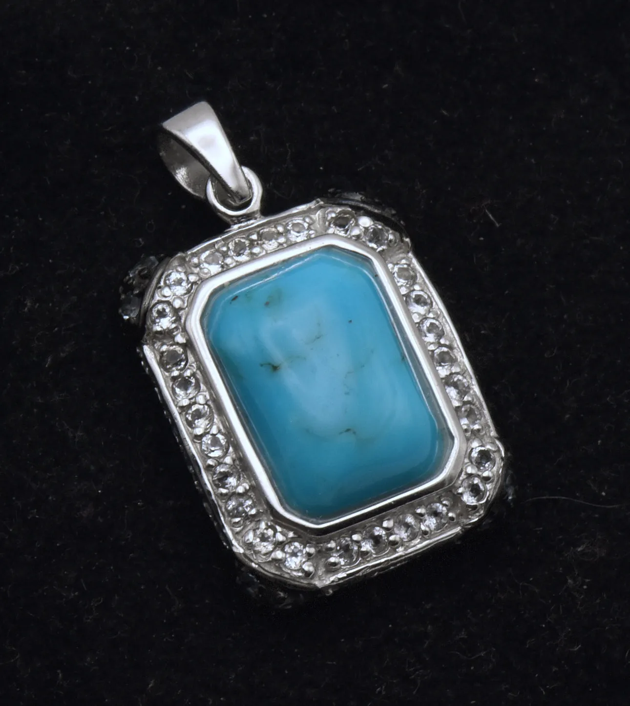 Vintage Sterling Silver Turquoise and Topaz Pendant