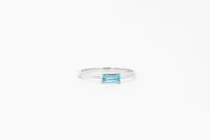 White Gold Emerald Cut Blue Topaz Ring