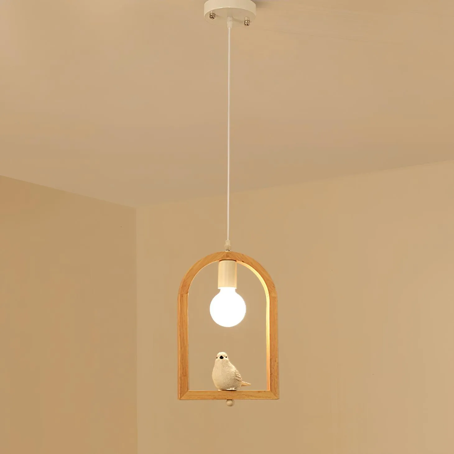 Wood Bird Resin Pendant Light