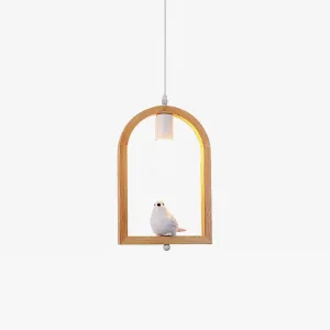 Wood Bird Resin Pendant Light