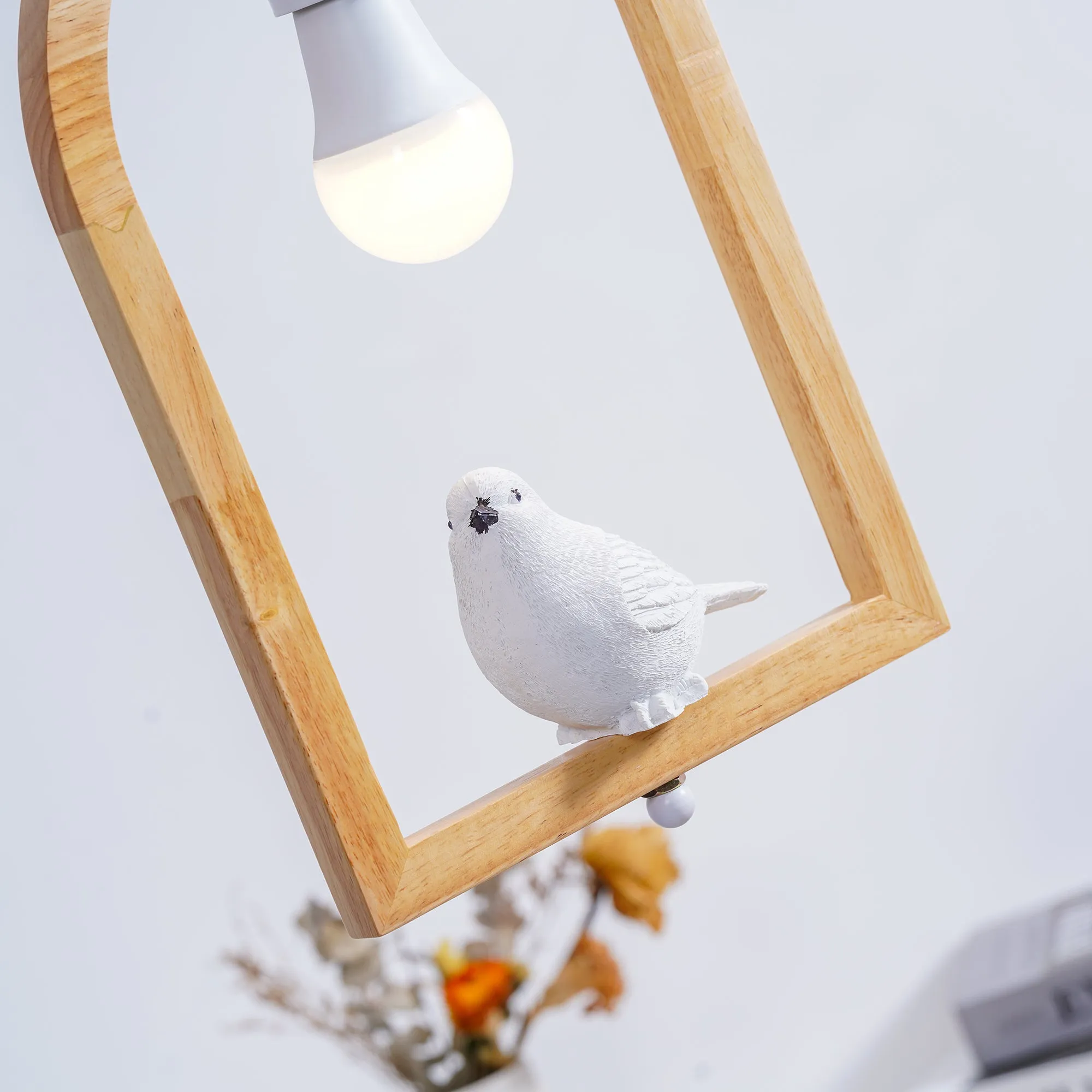 Wood Bird Resin Pendant Light