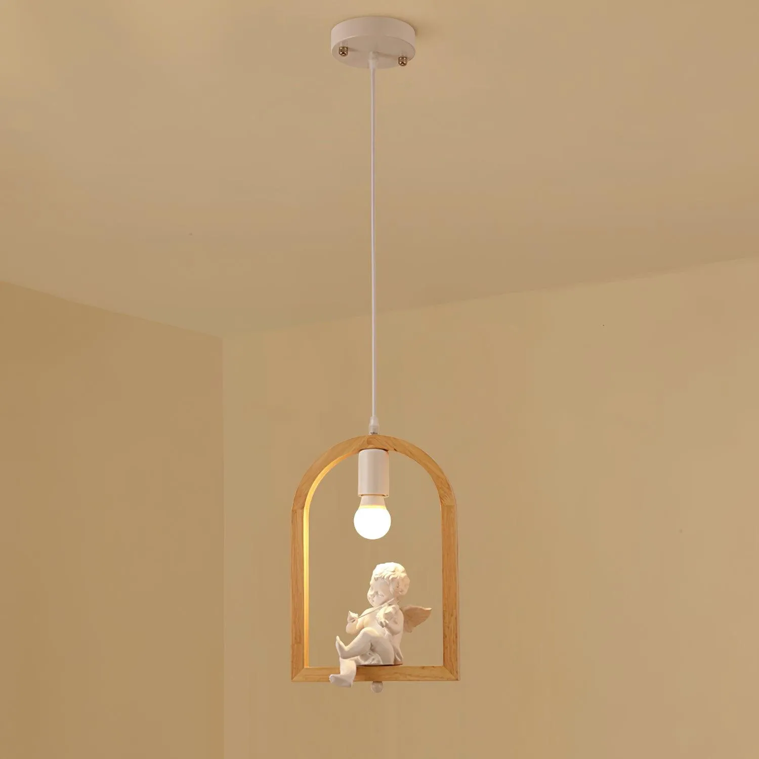 Wood Bird Resin Pendant Light