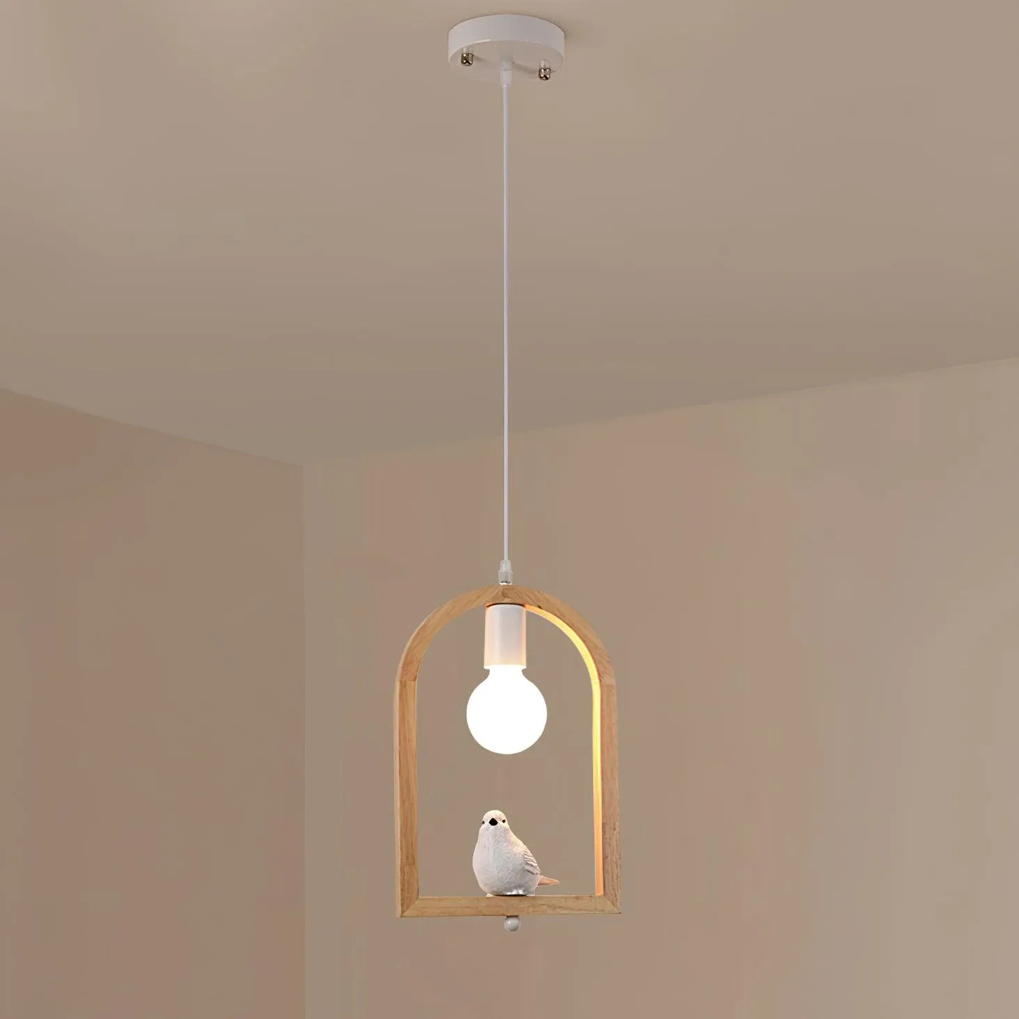 Wood Bird Resin Pendant Light