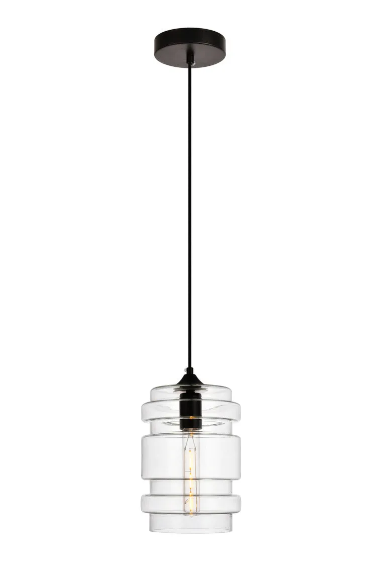 ZC121-LDPD2117 - Living District: Placido Collection Pendant D6.7 H11 Lt:1 Black and Clear Finish